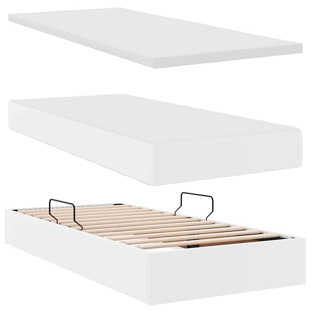 Ágy tárolóval és matraccal matracmal Fehér 90 x 190 cm Műbőr