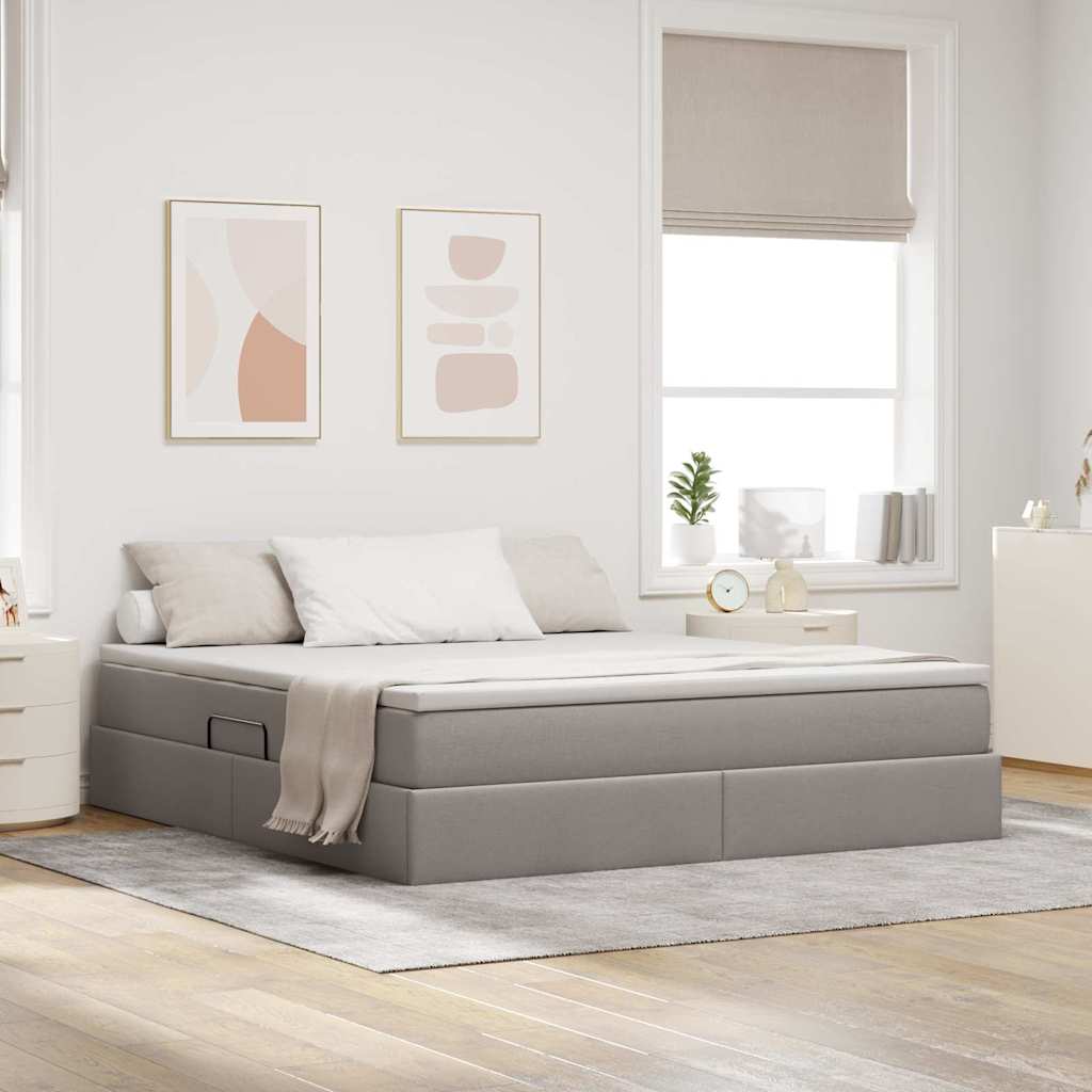 Ágy tárolóval és matraccal Tópszínű 160 x 200 cm Poliészter