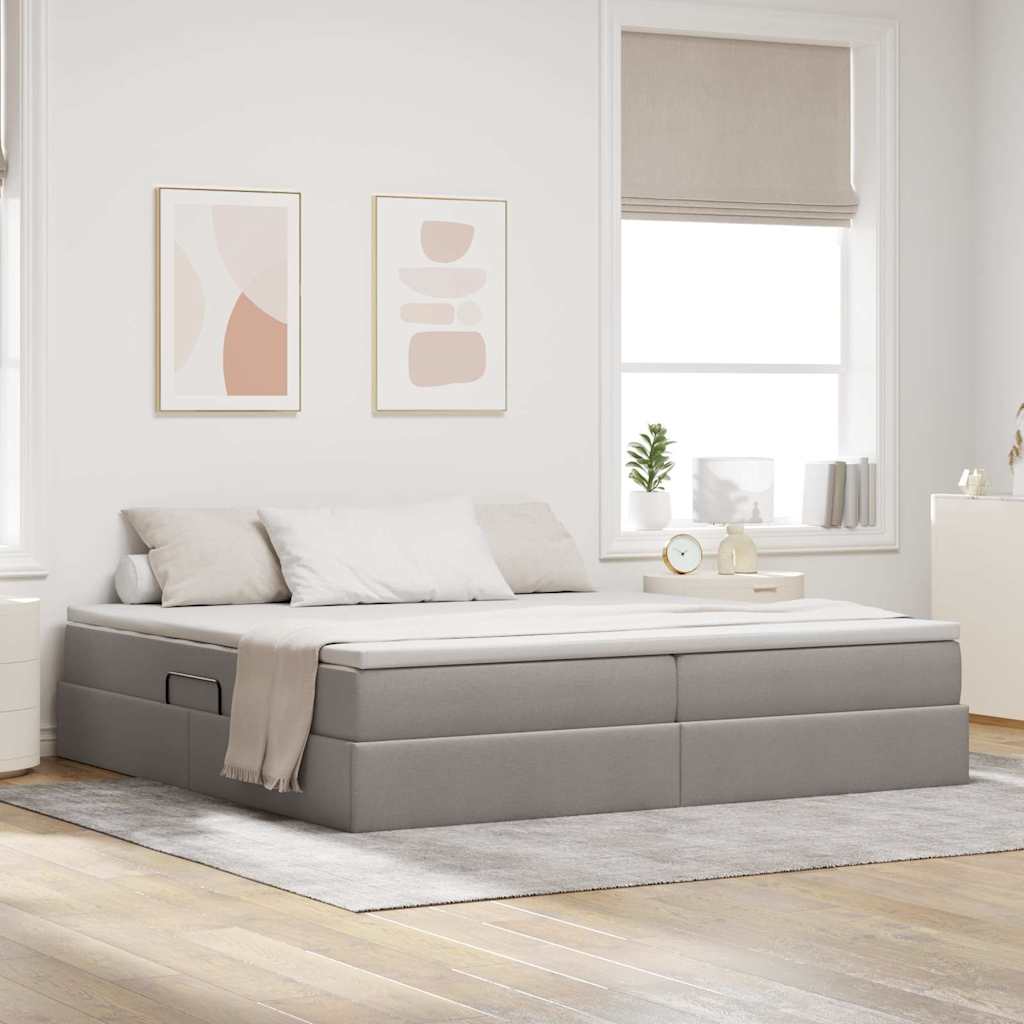 Ágy tárolóval és matraccal Tópszínű 200 x 200 cm Poliészter
