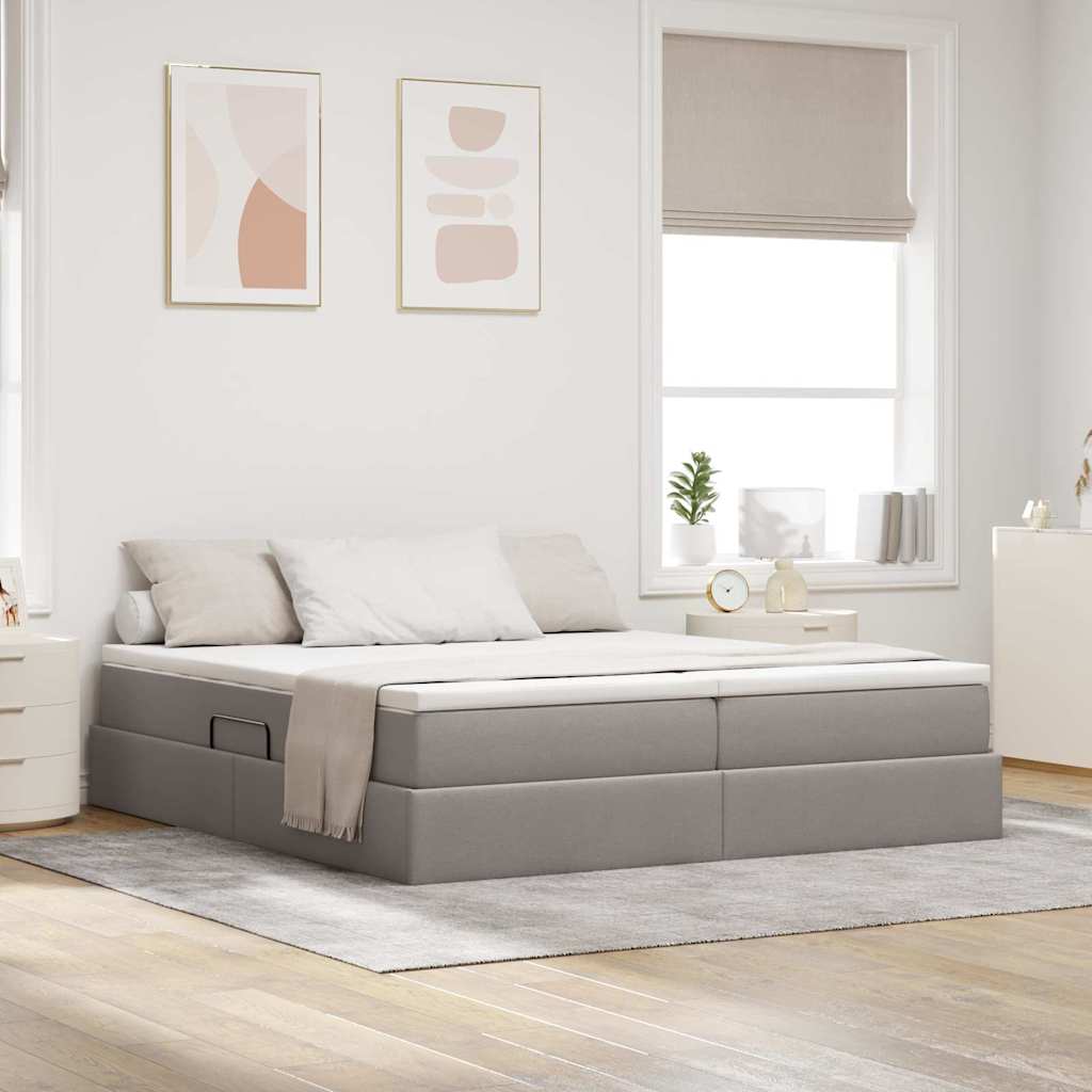 Ágy tárolóval és matraccal Tópszínű 180 x 200 cm Poliészter