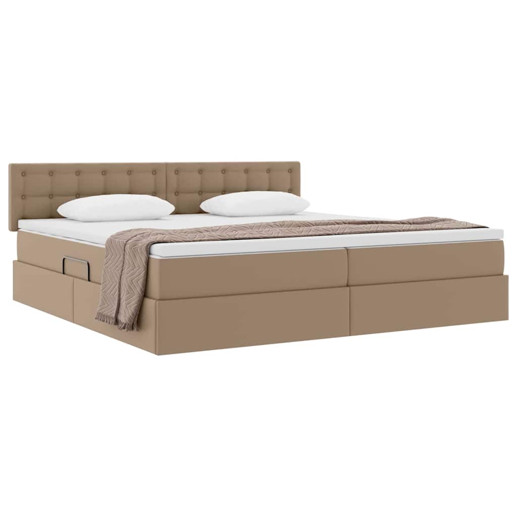 Ágy tárolóval és matraccal matracmal Kávé 200 x 200 cm Műbőr