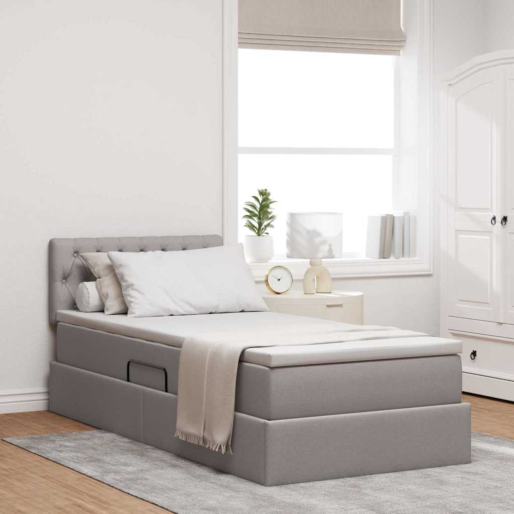 Ágy tárolóval és matraccal Tópszínű 90 x 190 cm Faanyag