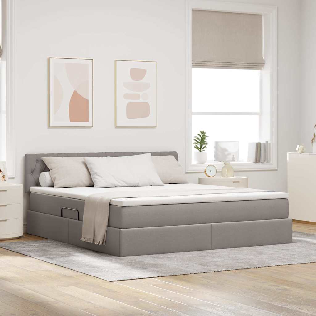 Ágy tárolóval és matraccal Tópszínű 160 x 200 cm Faanyag