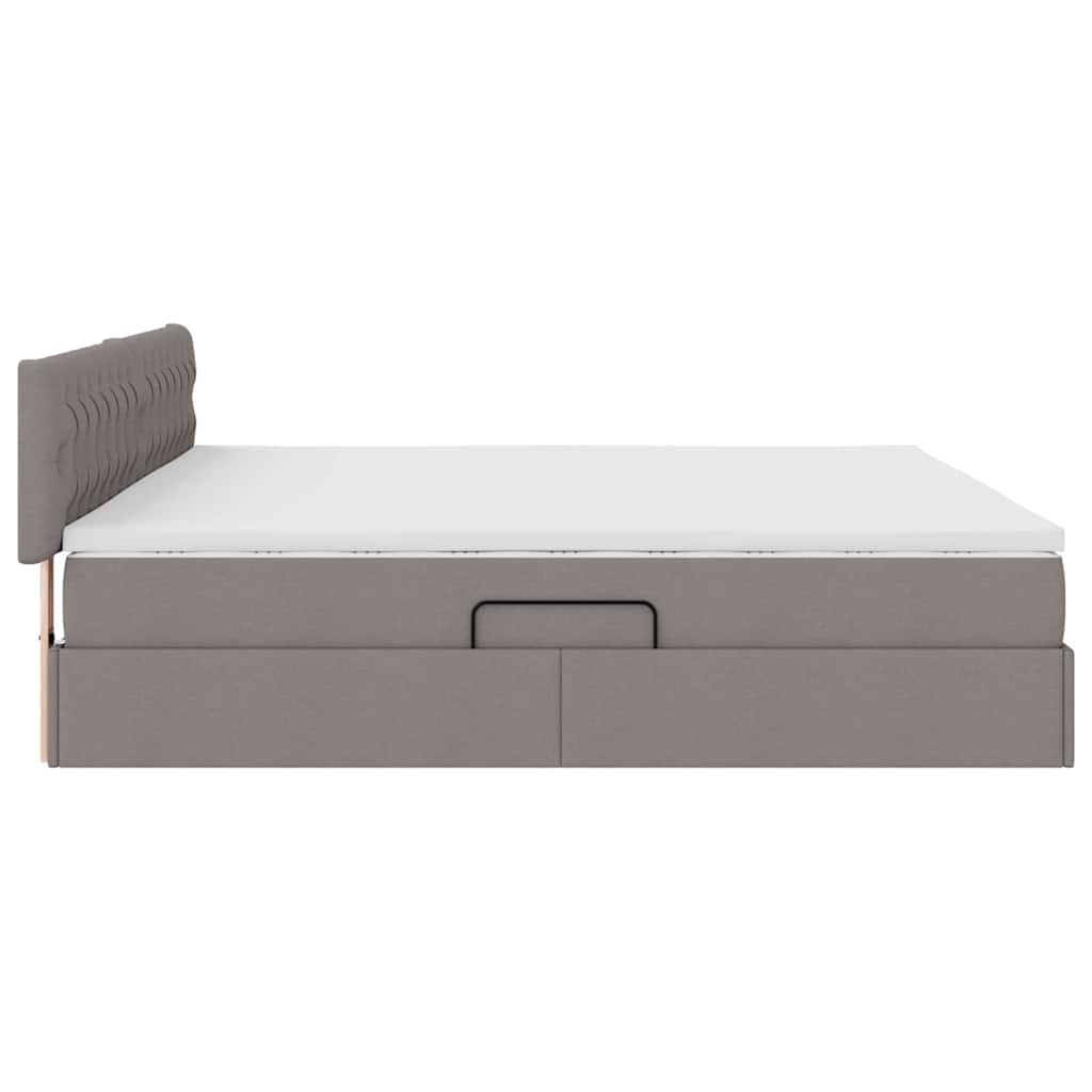 Ágy tárolóval és matraccal Tópszínű 200 x 200 cm Faanyag
