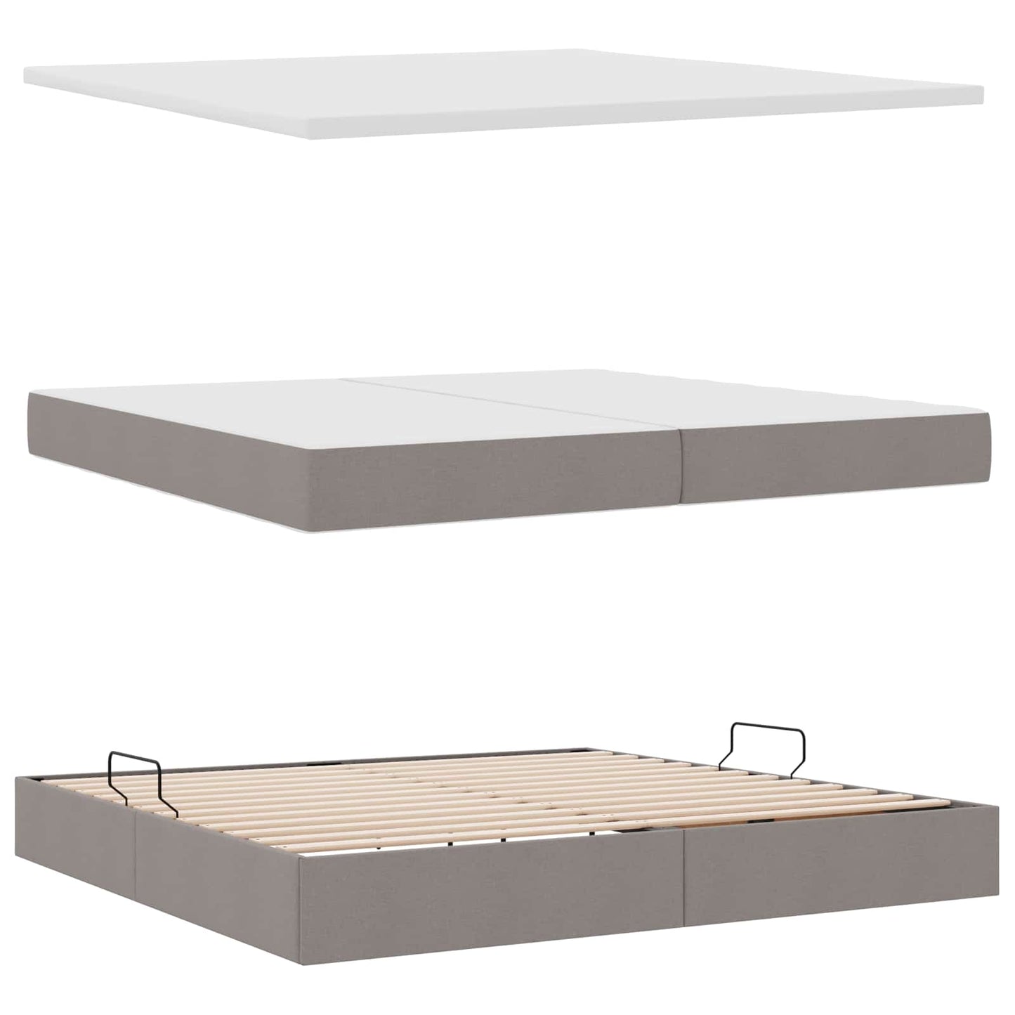 Ágy tárolóval és matraccal Tópszínű 200 x 200 cm Faanyag