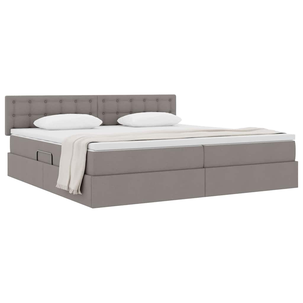 Ágy tárolóval és matraccal Tópszínű 200 x 200 cm Faanyag