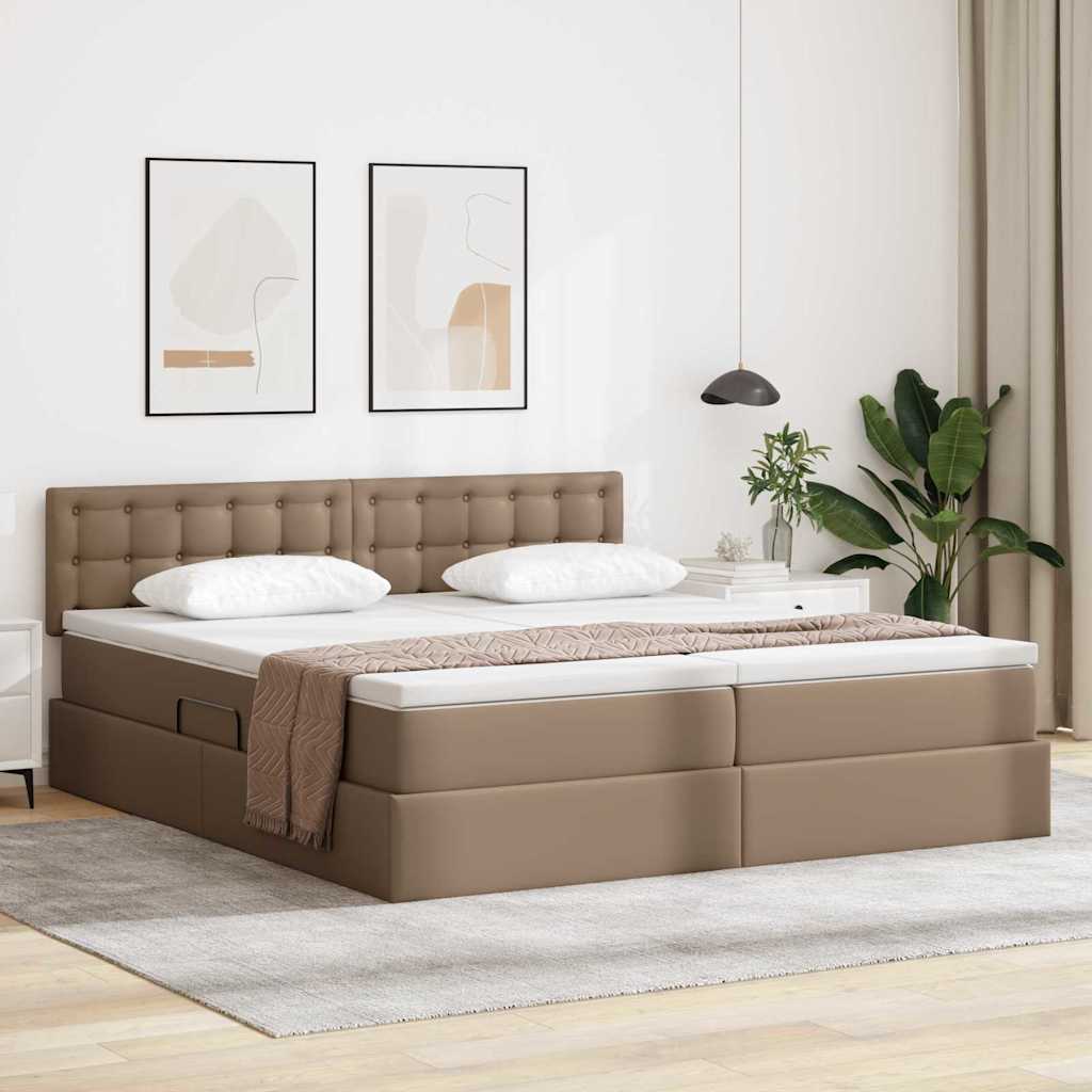 Tárolós Ágy matracmal fejtámlával Kávé 200 x 200 cm Műbőr