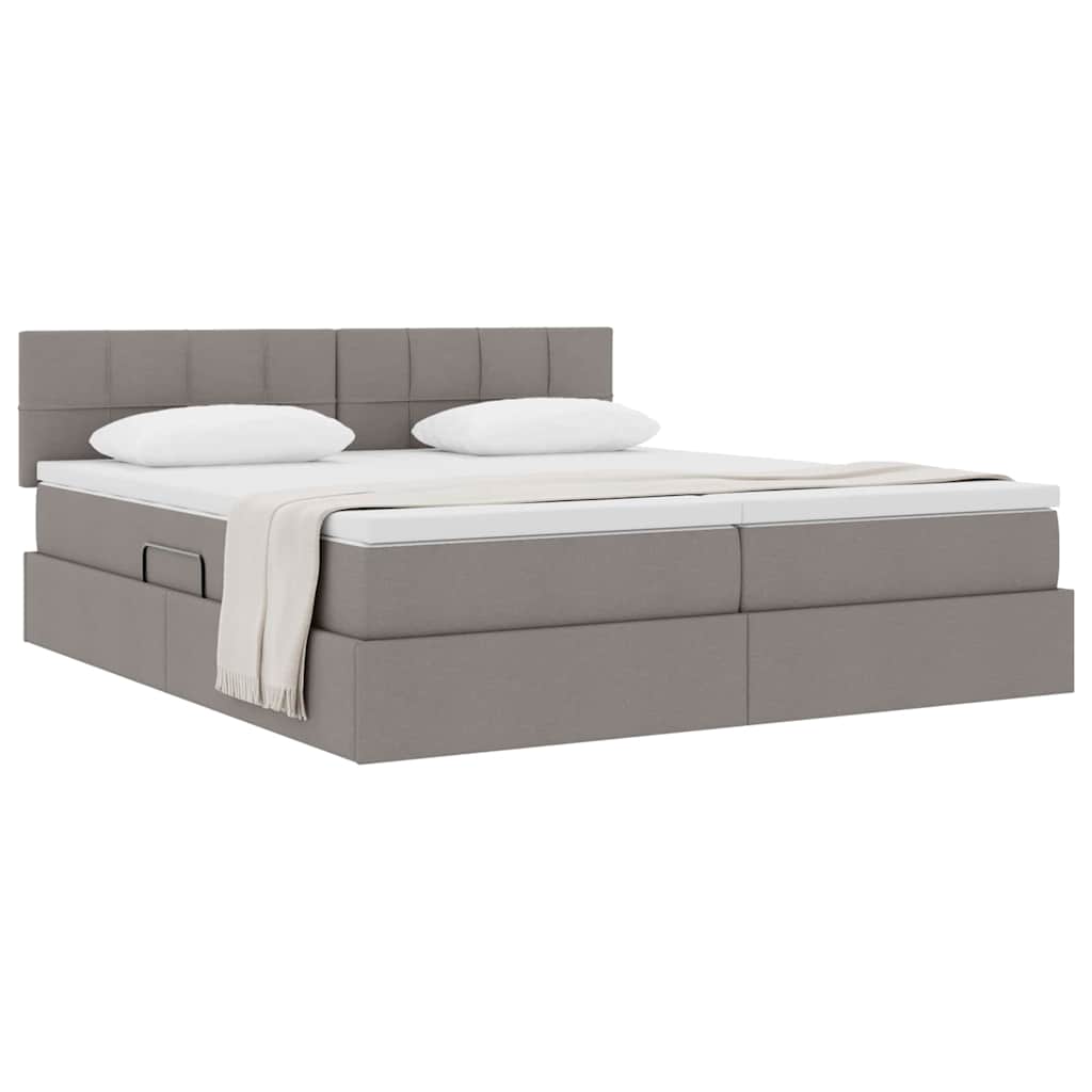 Tárolós Ágy matracmal fejtámlával Tópszínű 200 x 200 cm Műbőr