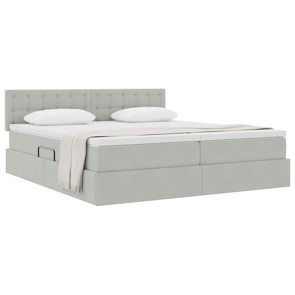 Tárolós Ágy matracmal fejtámlával Világosszürke 90 x 200 cm