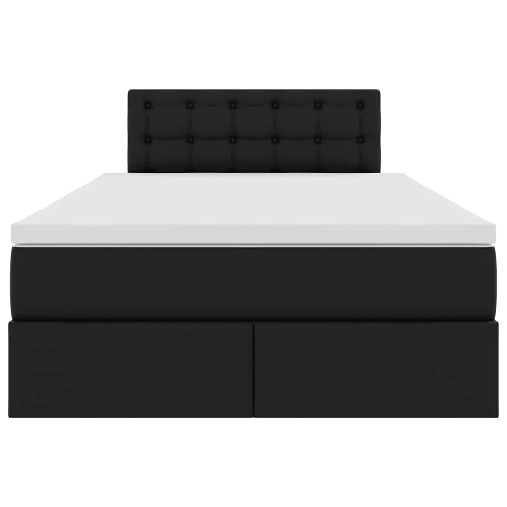 Ágy tárolóval és LED lámpával Fekete 120 x 190 cm Műbőr