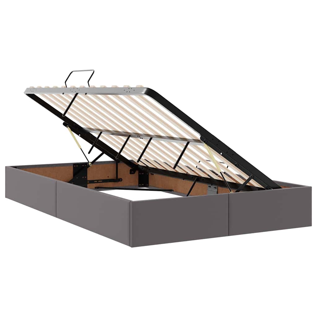 Ágy tárolóval és LED lámpával Szürke 120 x 190 cm Műbőr