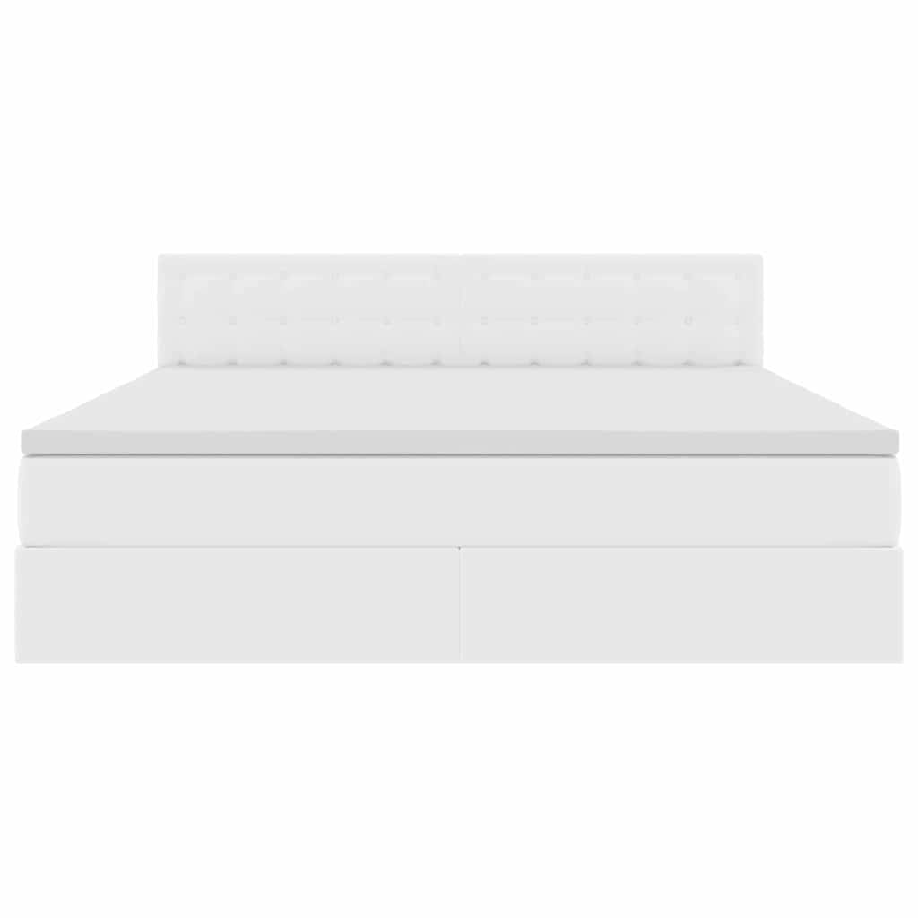 Ágy tárolóval és LED lámpával Tiszta Fehér 160 x 200 cm Műbőr