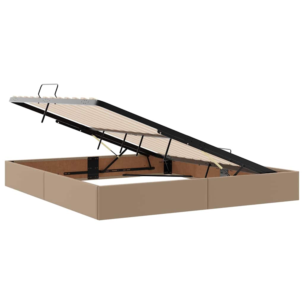 Ágy tárolóval és LED lámpával matracmal Kávé 160 x 200 cm Műbőr