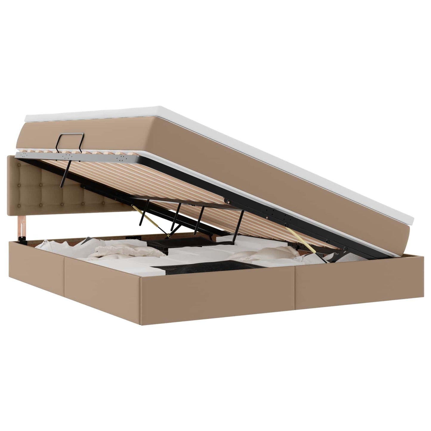 Ágy tárolóval és LED lámpával matracmal Kávé 180 x 200 cm Műbőr