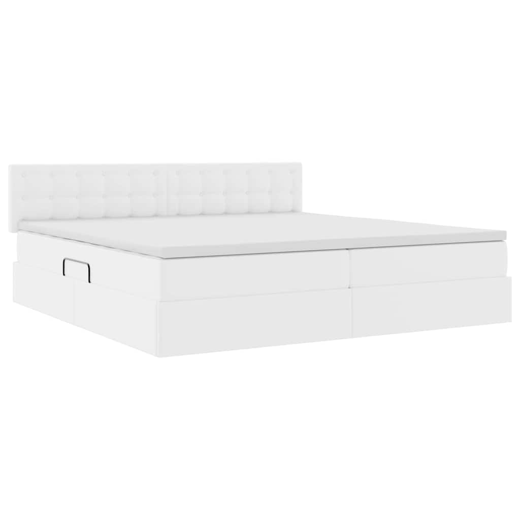 Ágy tárolóval és LED lámpával Világosszürke 200 x 200 cm Műbőr