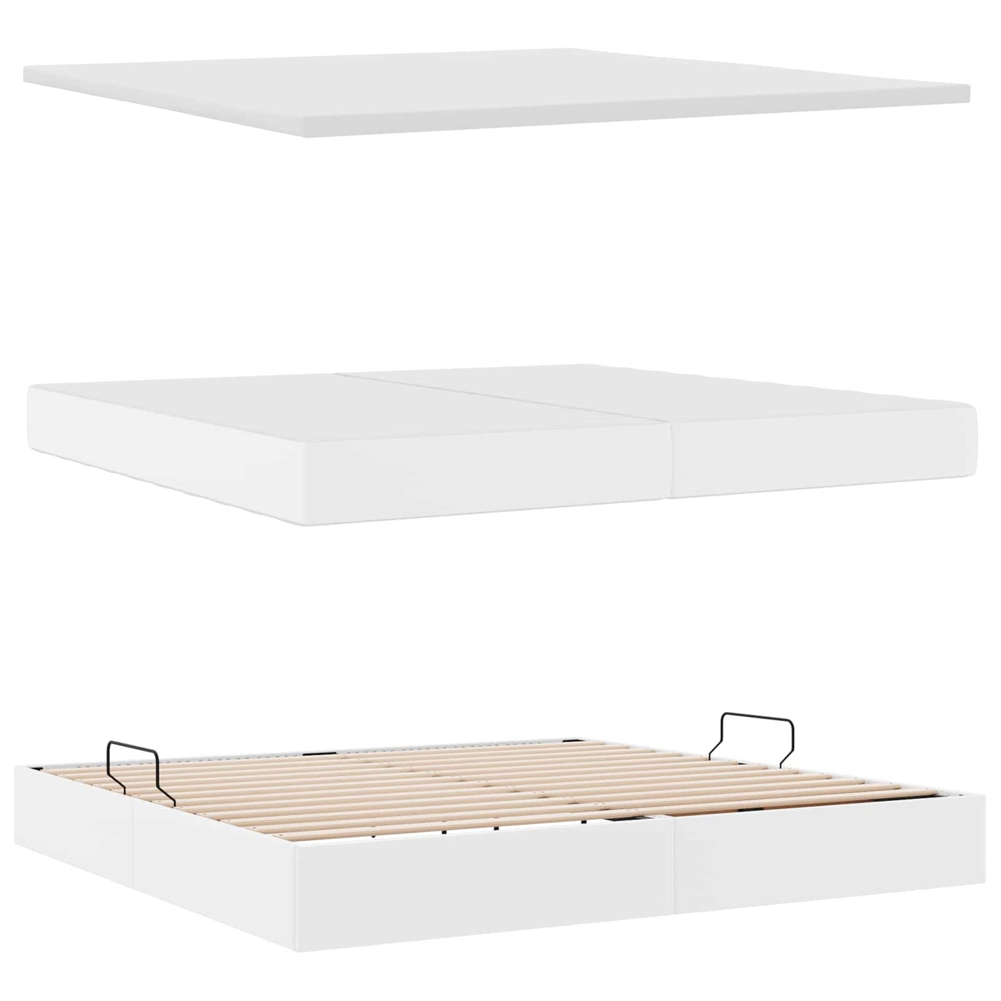 Ágy tárolóval és LED lámpával Világosszürke 200 x 200 cm Műbőr