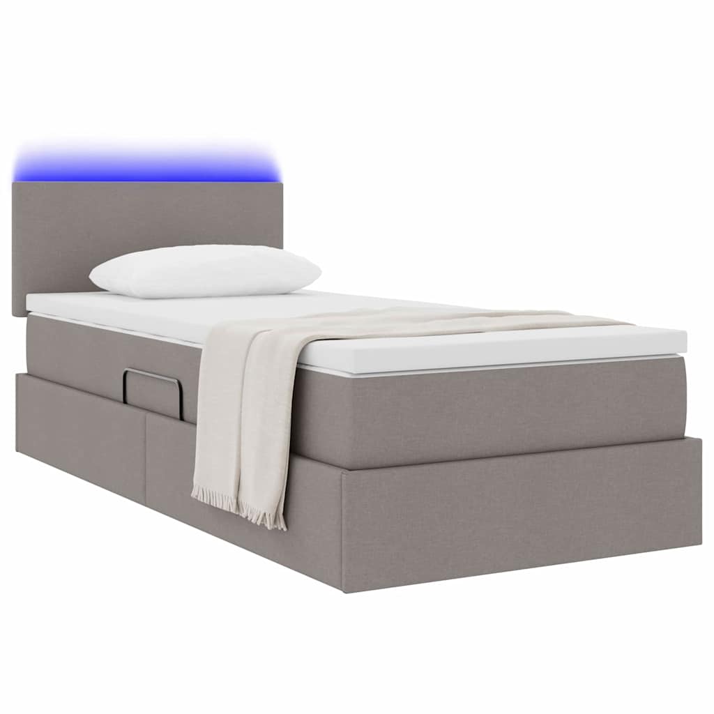 LED tárolós ágy matraccal Tópszínű 90 x 190 cm Szövet