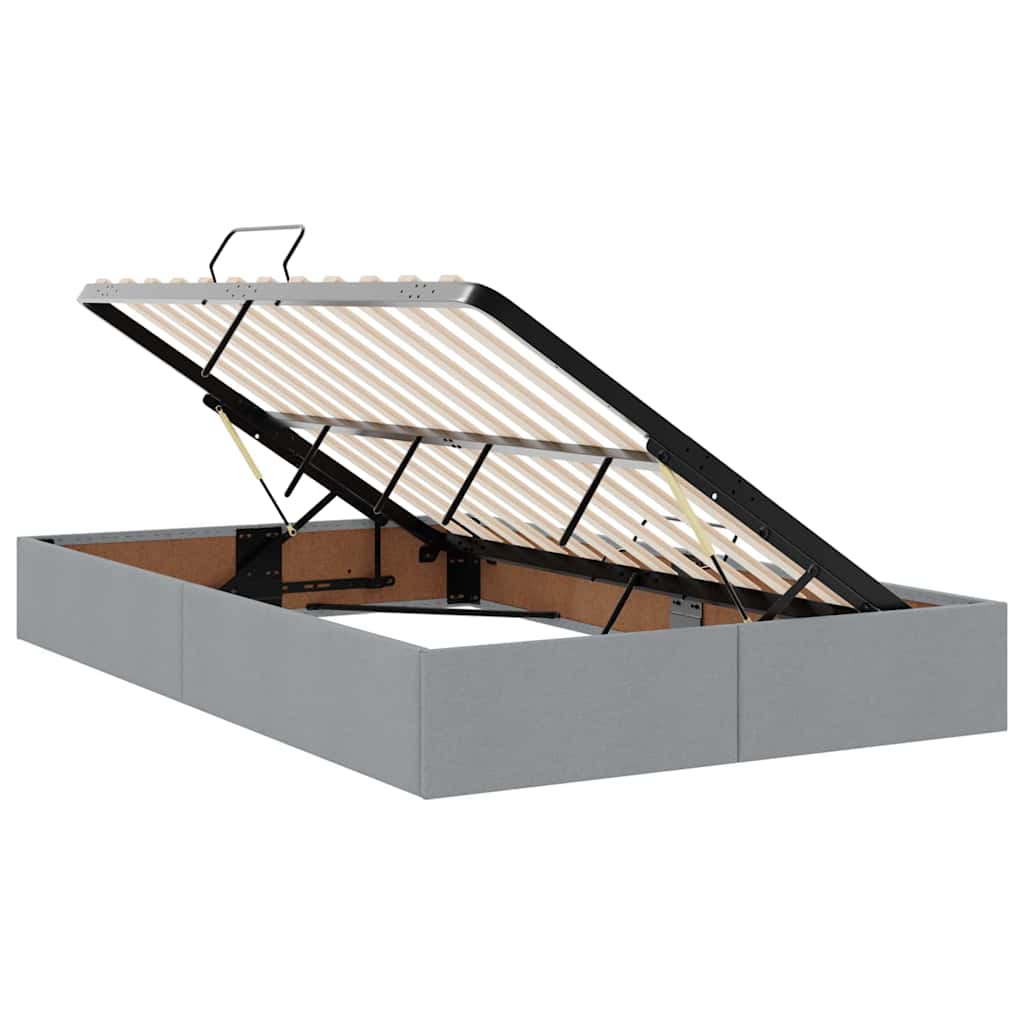 LED tárolós ágy matraccal Világosszürke 120 x 190 cm Szövet