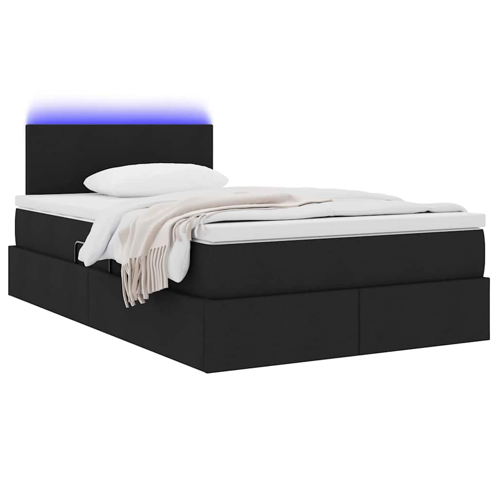 LED tárolós ágy matraccal Fekete 120 x 200 cm Szövet
