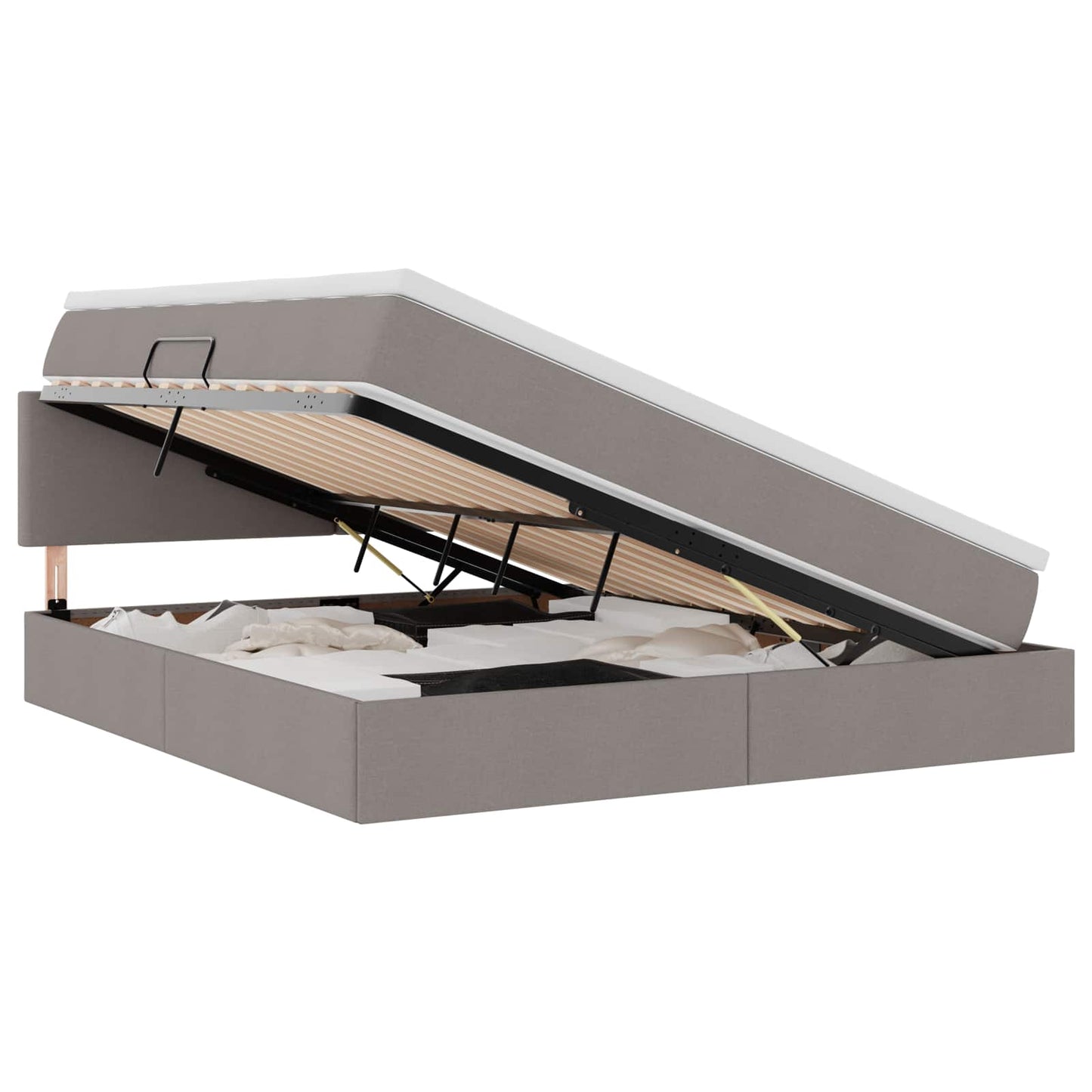LED tárolós ágy matraccal Tópszínű 160 x 200 cm Szövet