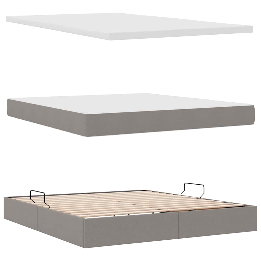 LED tárolós ágy matraccal Tópszínű 180 x 200 cm Szövet