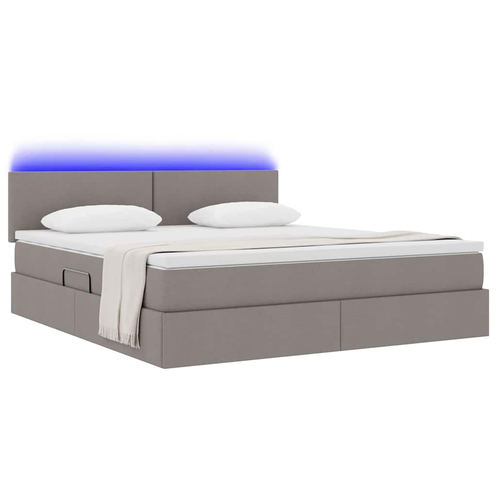 LED tárolós ágy matraccal Tópszínű 180 x 200 cm Szövet