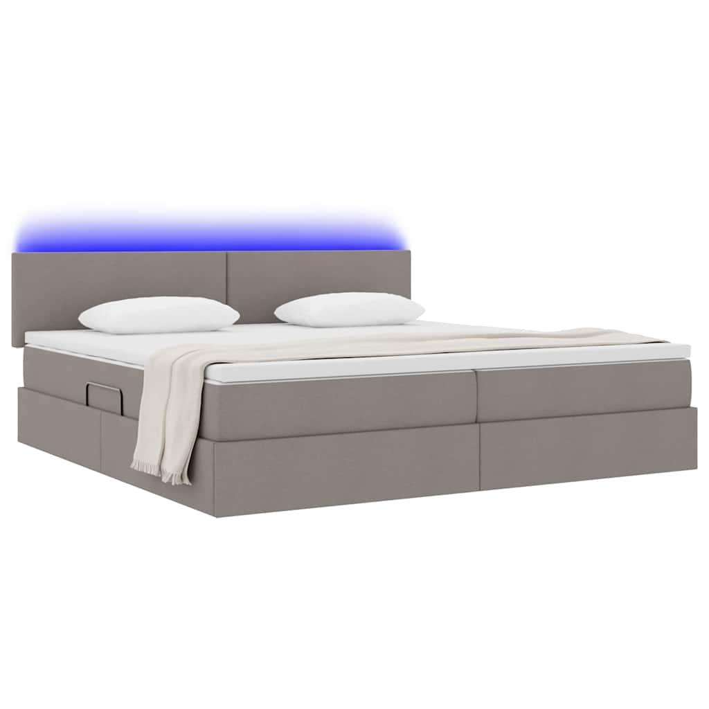 LED tárolós ágy matraccal Tópszínű 200 x 200 cm Szövet