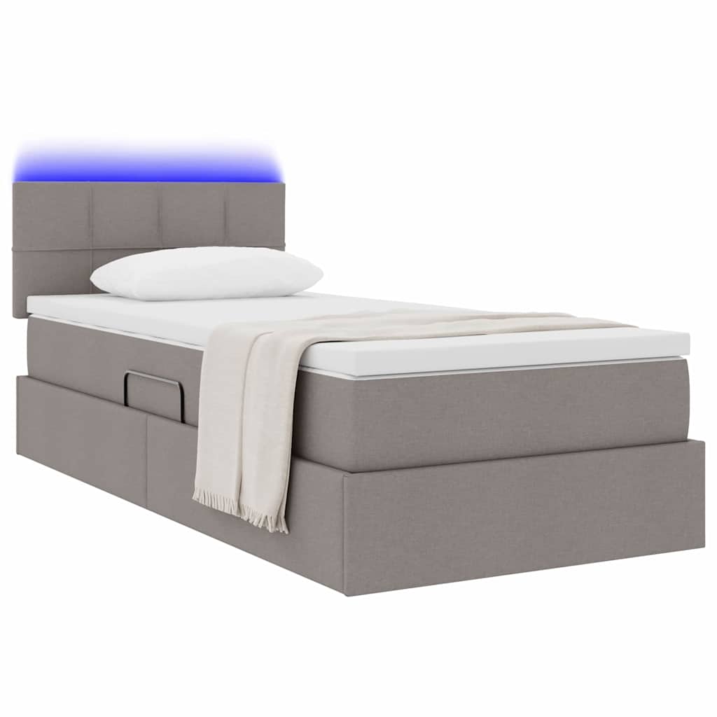 LED tárolós ágy matraccal Tópszínű 90 x 200 cm Szövet