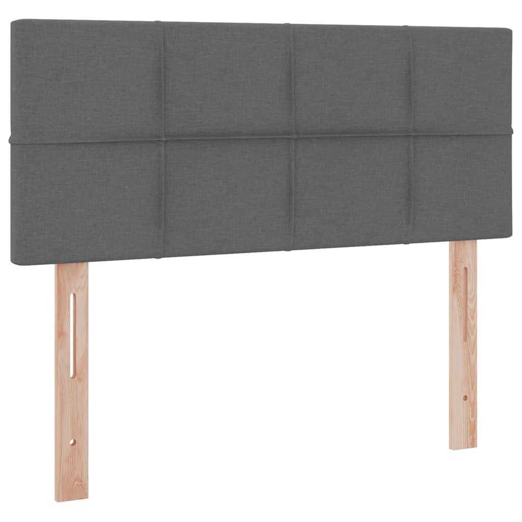 LED tárolós ágy matraccal Sötétszürke 120 x 190 cm Szövet