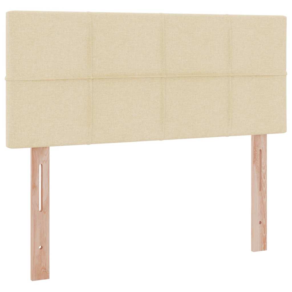 LED tárolós ágy matraccal Krémszínű 120 x 190 cm Szövet