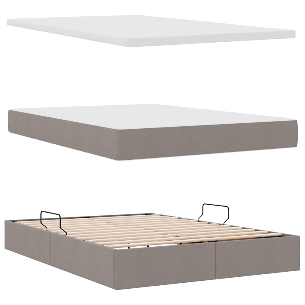 LED tárolós ágy matraccal Tópszínű 140 x 200 cm Szövet