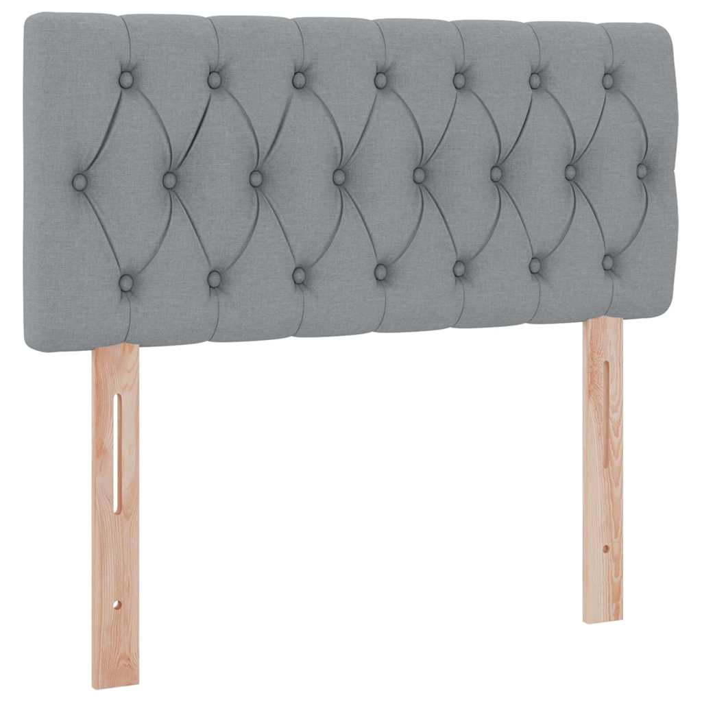 LED tárolós ágy matraccal Világosszürke 90 x 190 cm Szövet