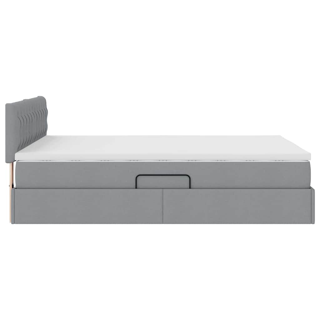 LED tárolós ágy matraccal Világosszürke 140 x 190 cm Szövet