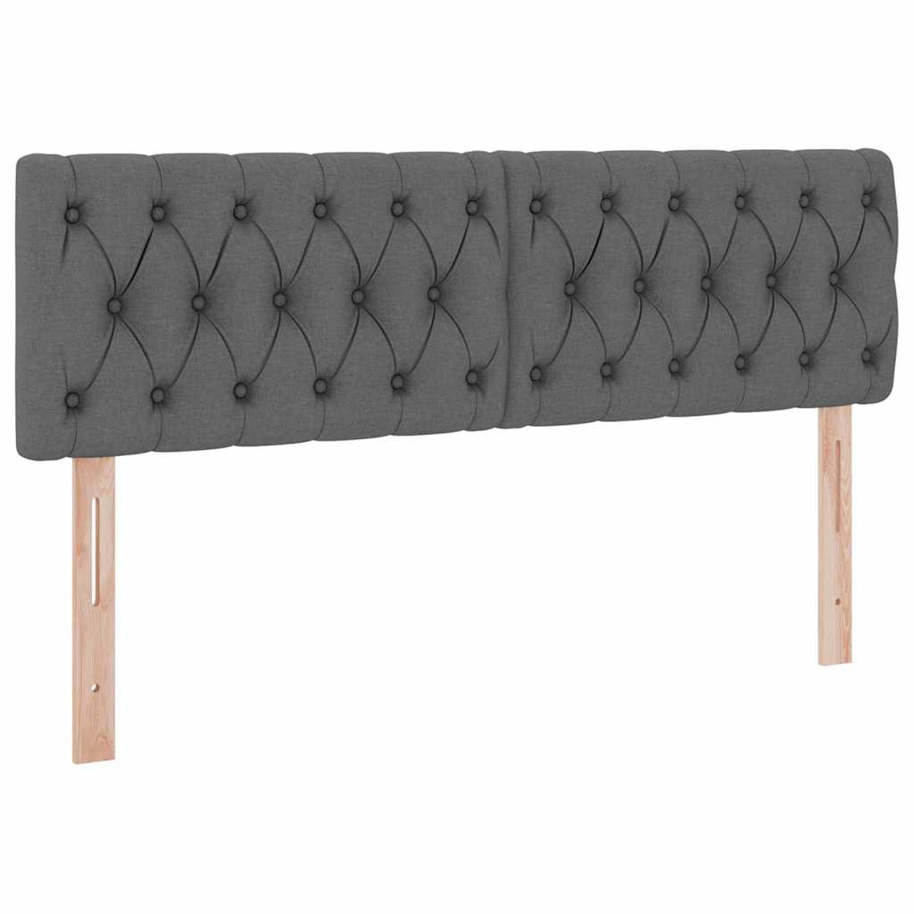 LED tárolós ágy matraccal Sötétszürke 140 x 190 cm Szövet