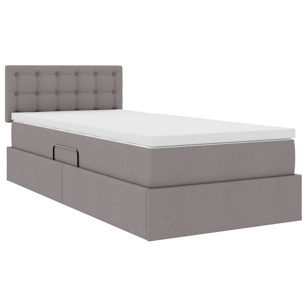 LED tárolós ágy matraccal Tópszínű 90 x 190 cm Szövet