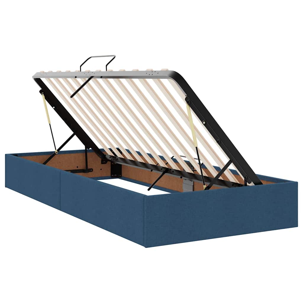 LED tárolós ágy matraccal Kék 90 x 190 cm Szövet