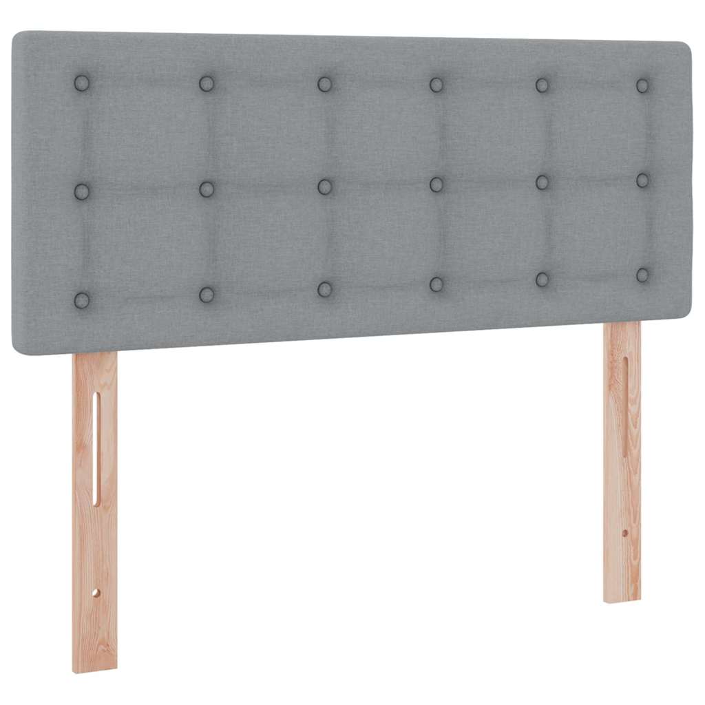 LED tárolós ágy matraccal Világosszürke 120 x 190 cm Szövet