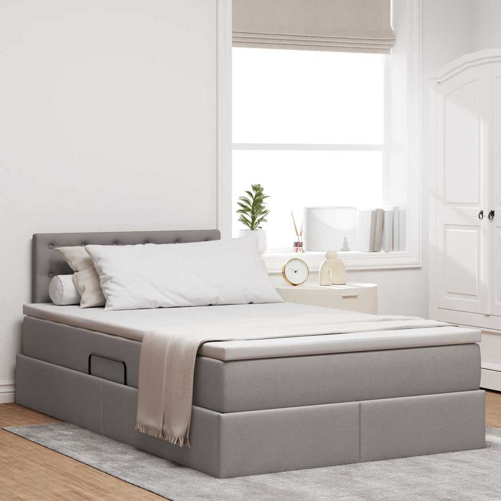 LED tárolós ágy matraccal Tópszínű 120 x 190 cm Szövet