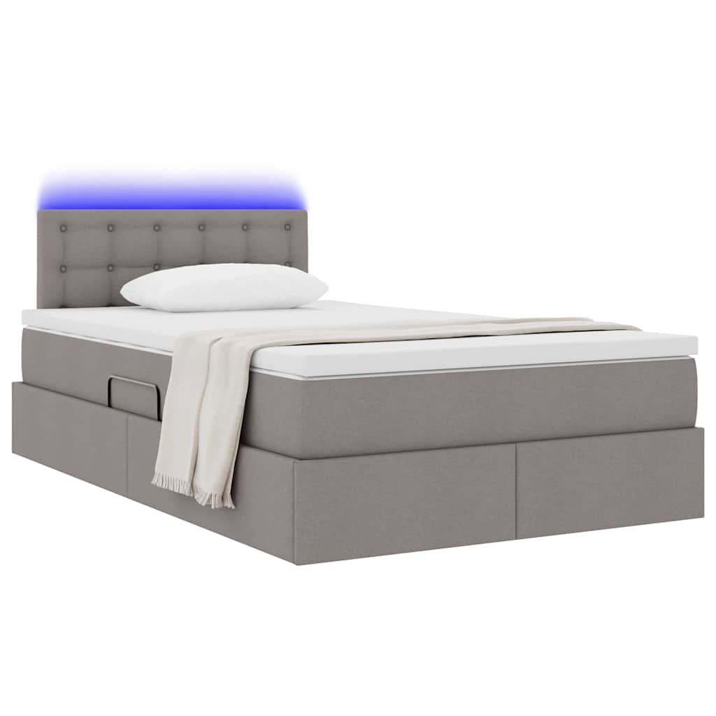 LED tárolós ágy matraccal Tópszínű 120 x 190 cm Szövet