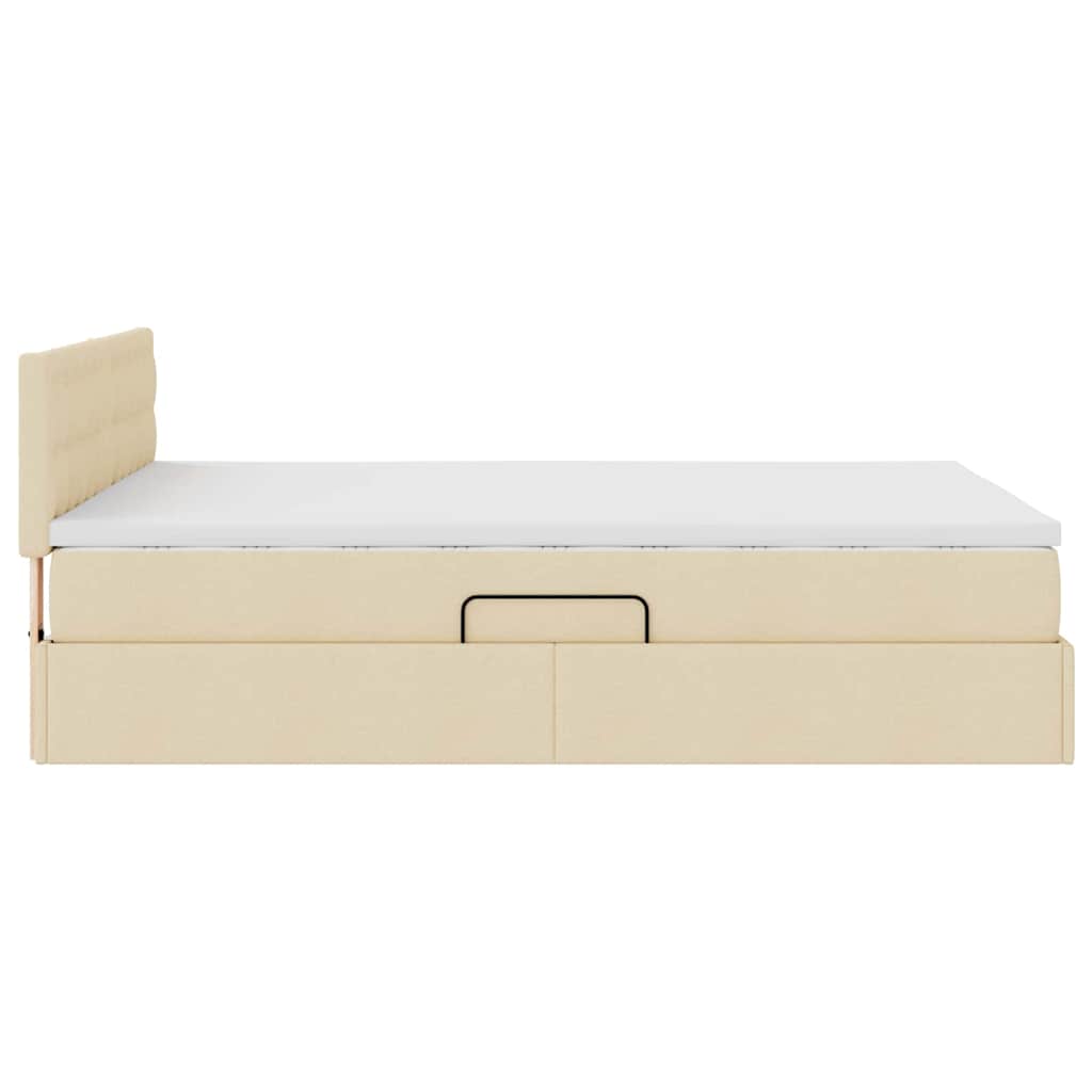 LED tárolós ágy matraccal Krém 140 x 200 cm Szövet
