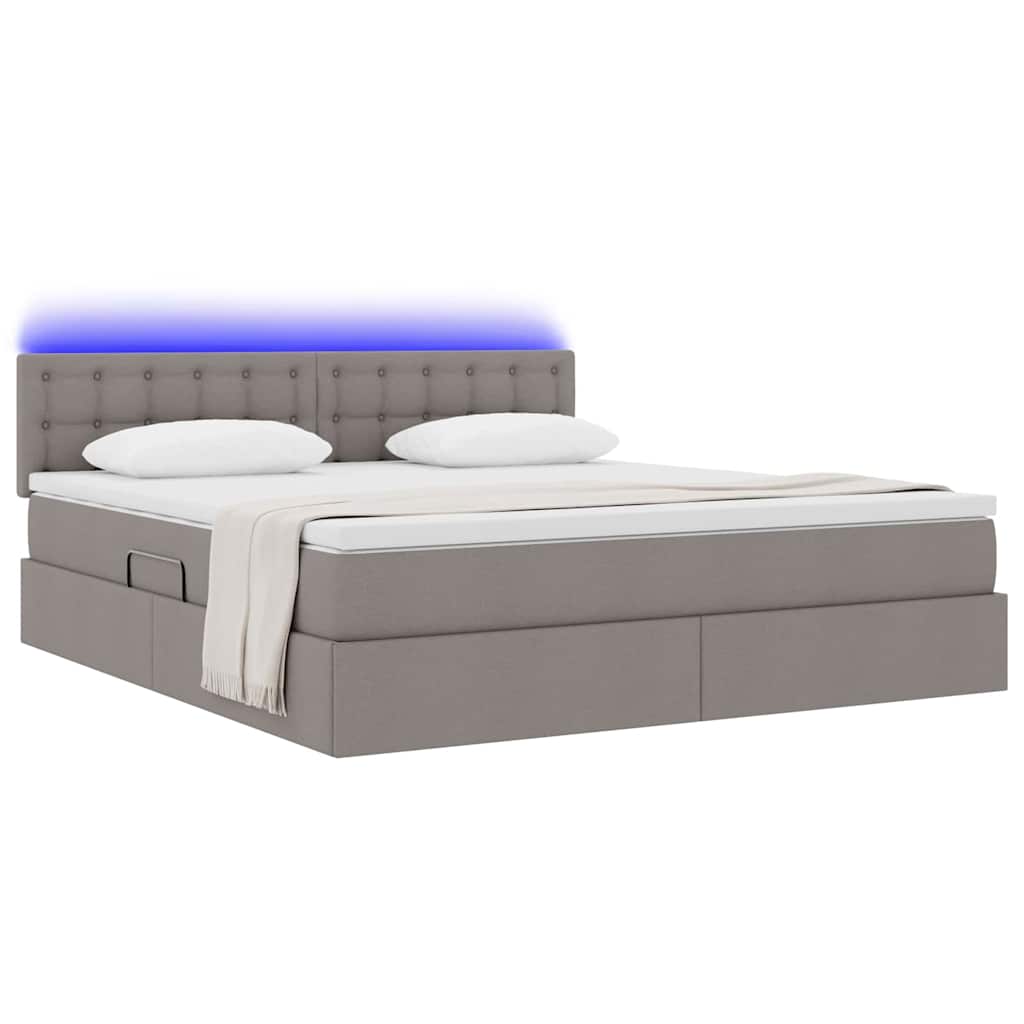 LED tárolós ágy matraccal Tópszínű 160 x 200 cm Szövet