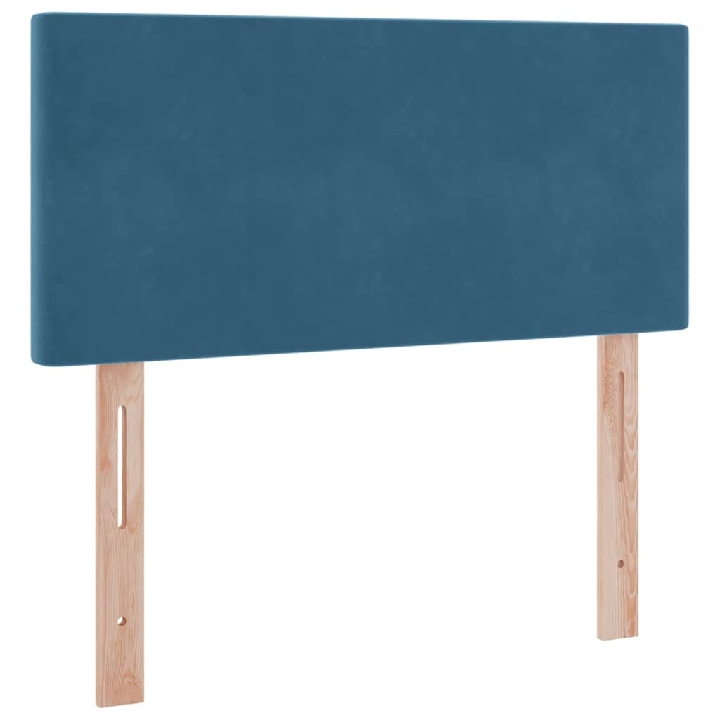LED tárolós ágy matraccal Sötét kék 90 x 190 cm Bársony