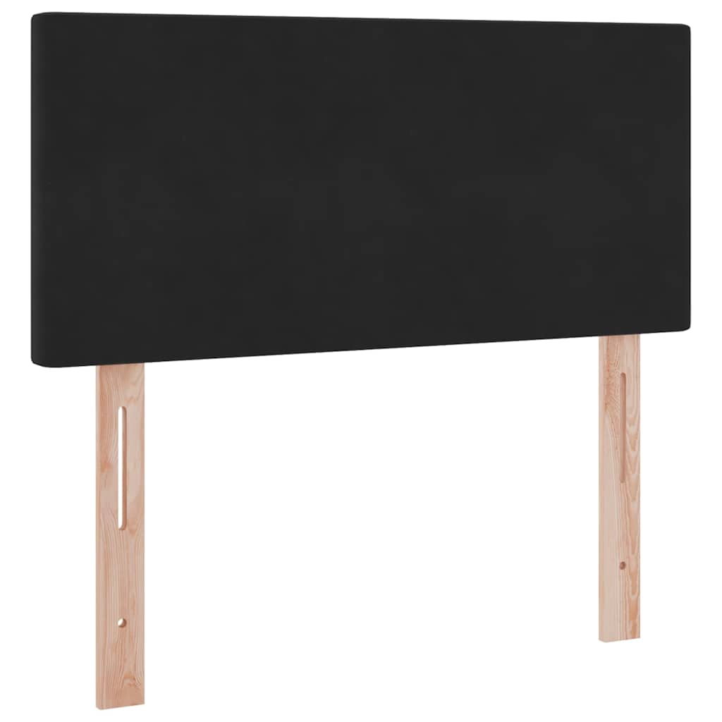LED tárolós ágy matraccal Fekete 90 x 200 cm Bársony