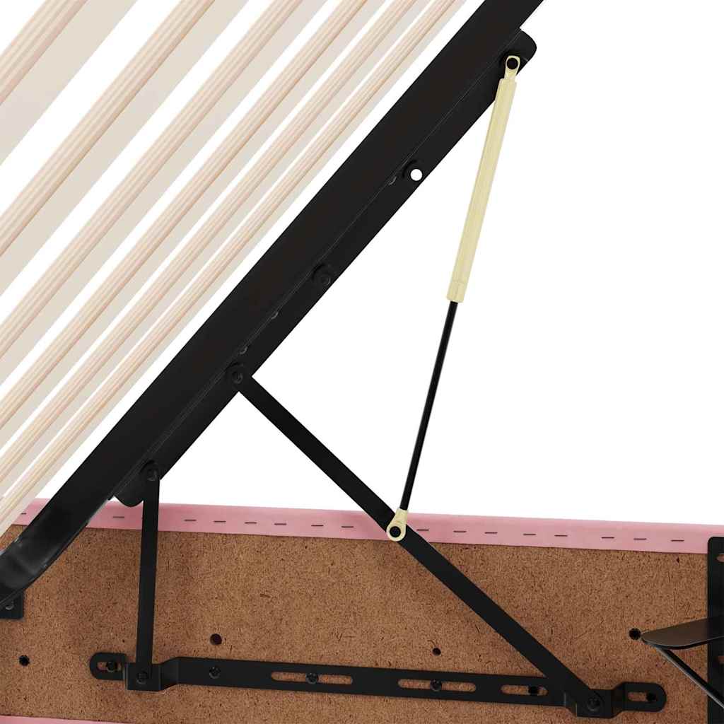 LED tárolós ágy matraccal Rózsaszín 90 x 200 cm Bársony