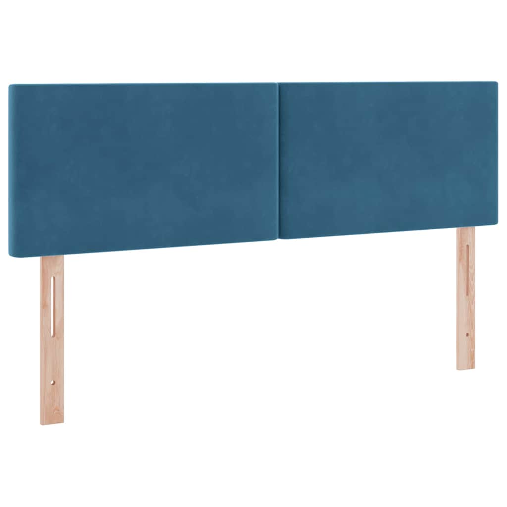 LED tárolós ágy matraccal Sötét kék 140 x 190 cm Bársony