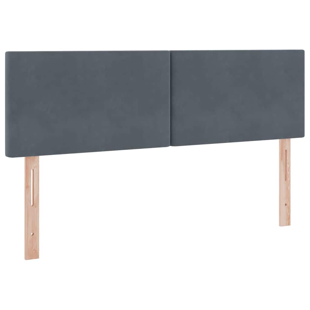 LED tárolós ágy matraccal Sötétszürke 140 x 200 cm Bársony