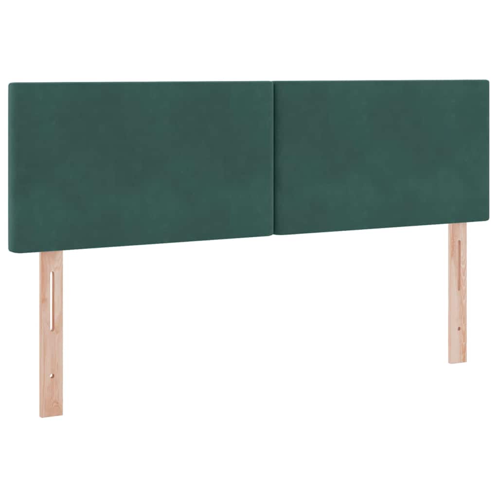 LED tárolós ágy matraccal Sötétzöld 140 x 200 cm Bársony