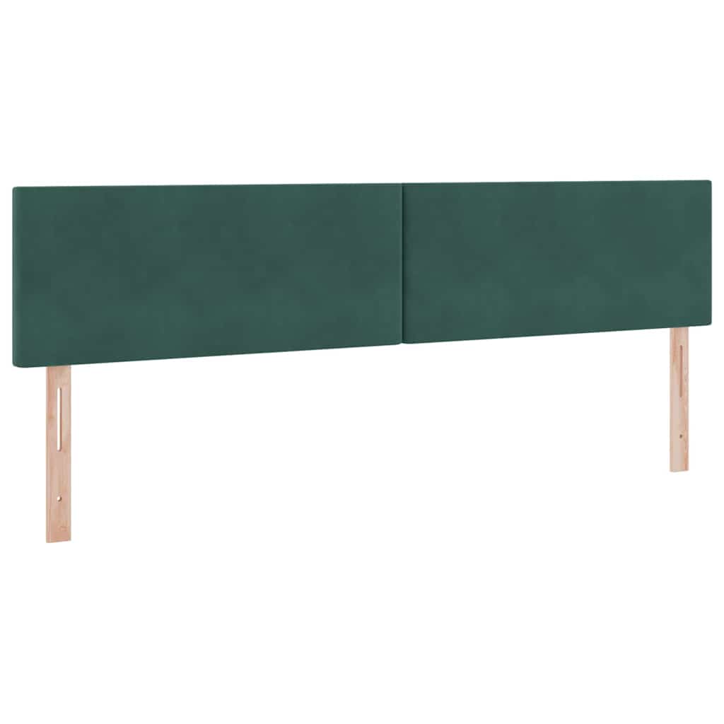 LED tárolós ágy matraccal Sötétzöld 200 x 200 cm Bársony