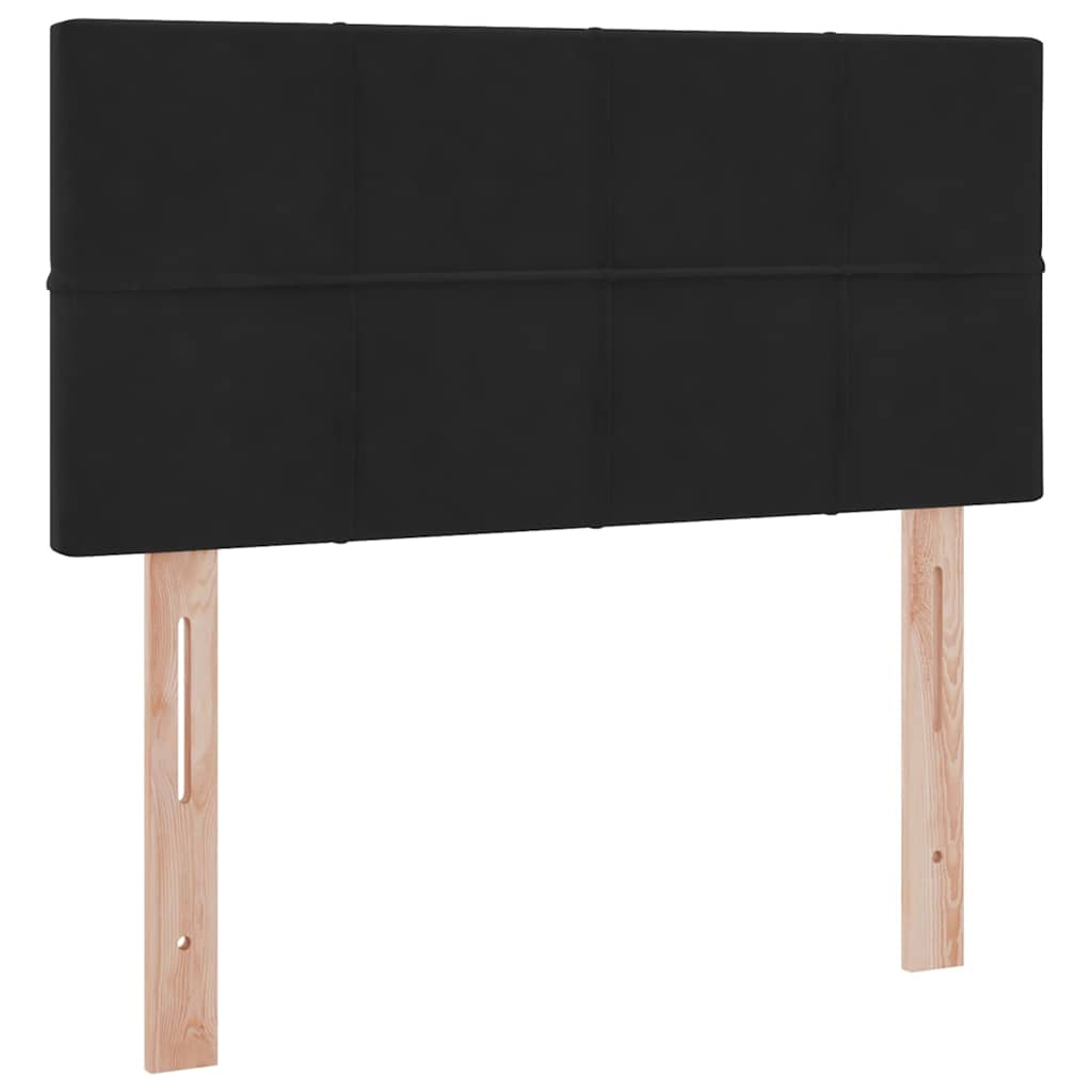 LED tárolós ágy matraccal Fekete 90 x 190 cm Bársony