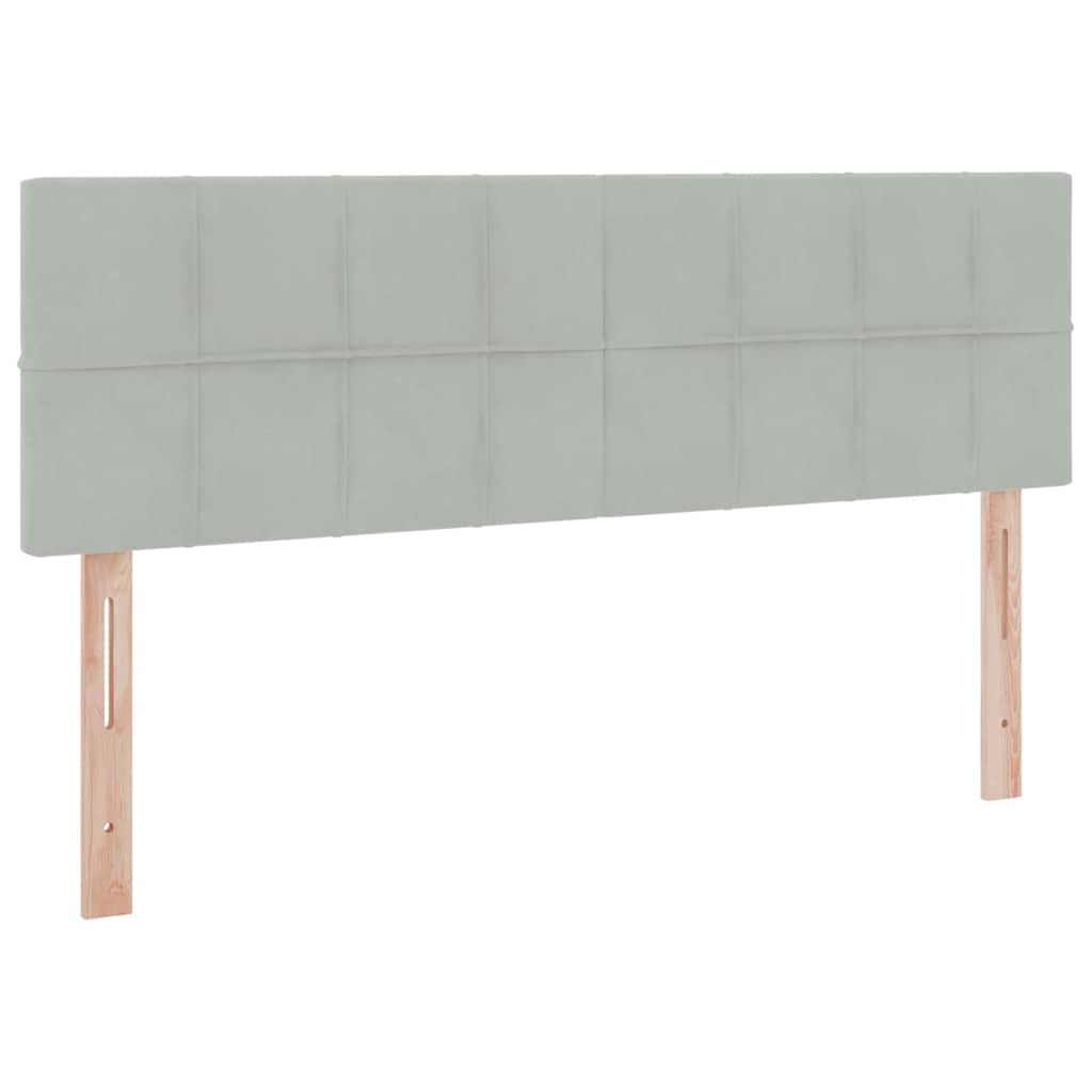 LED tárolós ágy matraccal Világosszürke 140 x 190 cm Bársony
